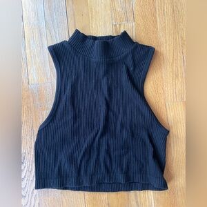 Black Ribbed Sleeveless Top